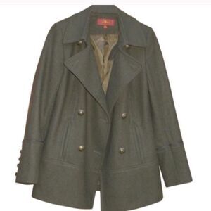 7 For All Mankind Wool Blend Military Olive Coat